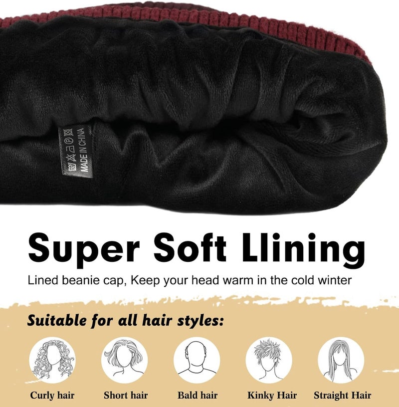Wmcaps Winter Beanie for Men Women, Fleece Lined Beanie Soft Warm Knit Hat Ski Stocking Cuffed Cap - Image 2
